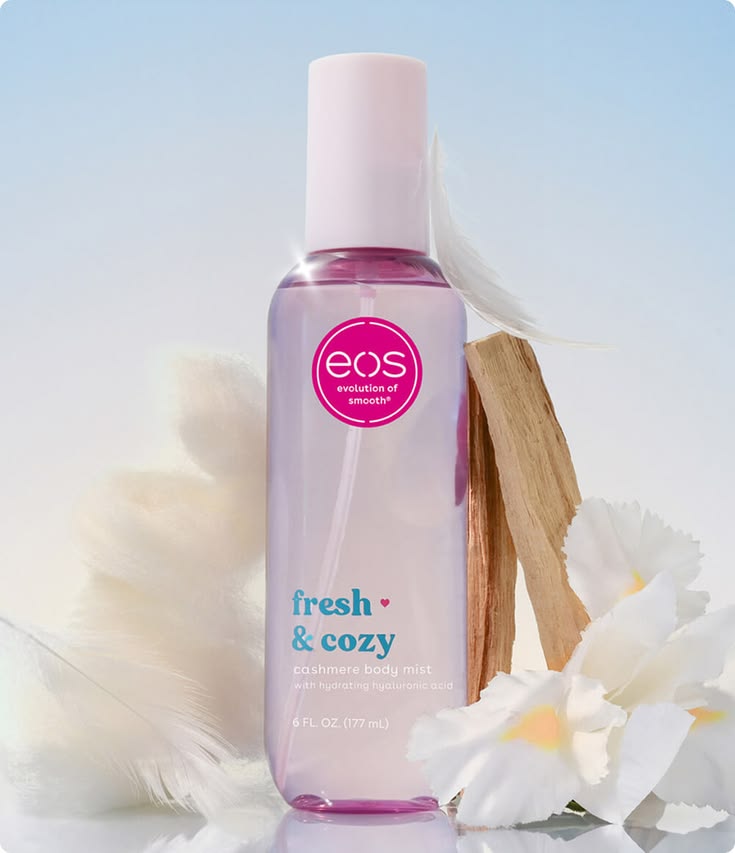 EOS Cashmere Body Mist, Fresh & Cozy, Body Spray for Women, Hair Mist, Moisturizing, Hyaluronic Acid, Glycerin, Vegan, Cruelty-free, 6 fl oz