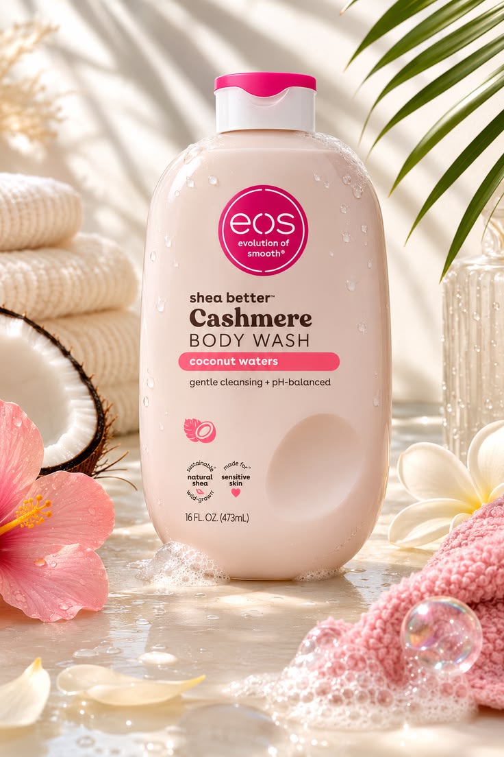 EOS Cashmere Body Wash- Coconut Waters, Creamy Gel, Shea Butter, 16 fl oz