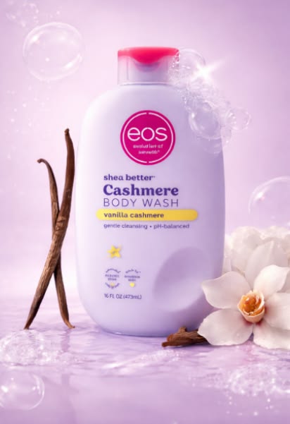 EOS Cashmere Body Wash- Vanilla, Creamy Gel with Shea Butter, 16 fl oz